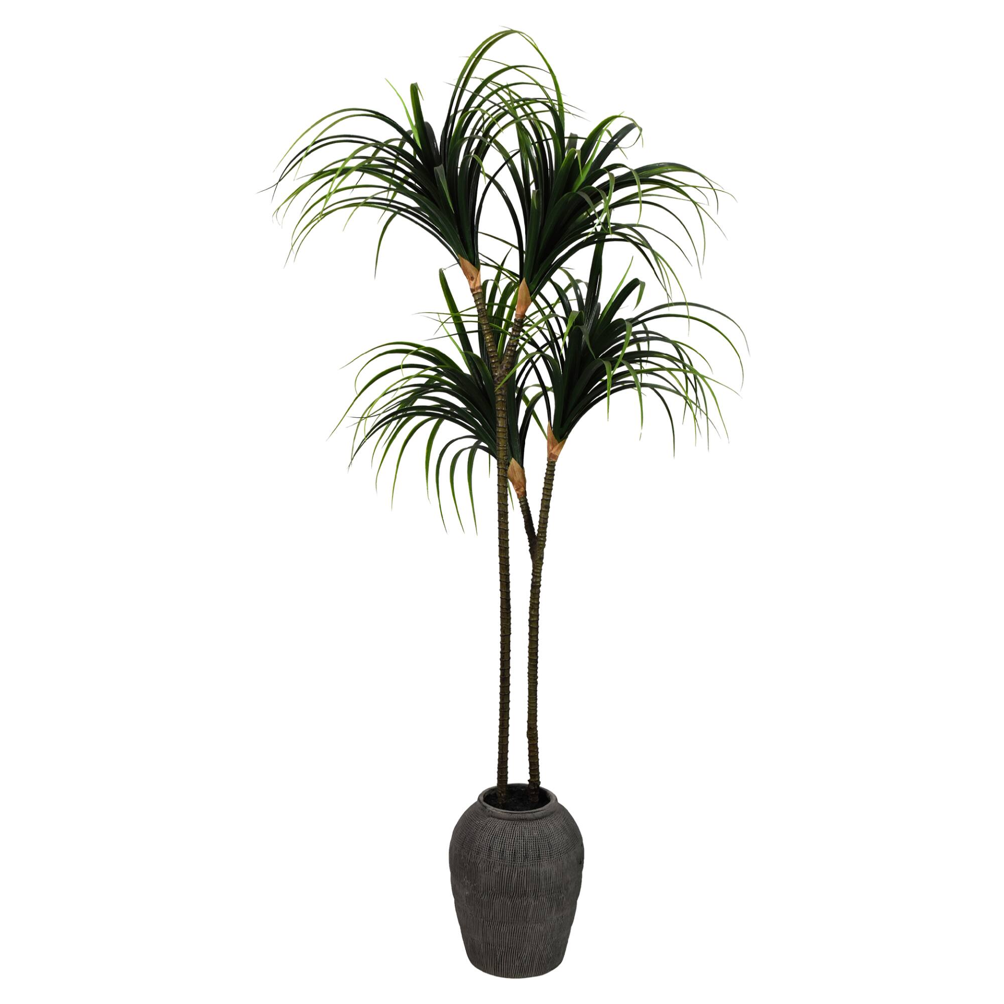 American Art Decor 5ft Artificial Dragon Tree in Cement Pot Faux Plant